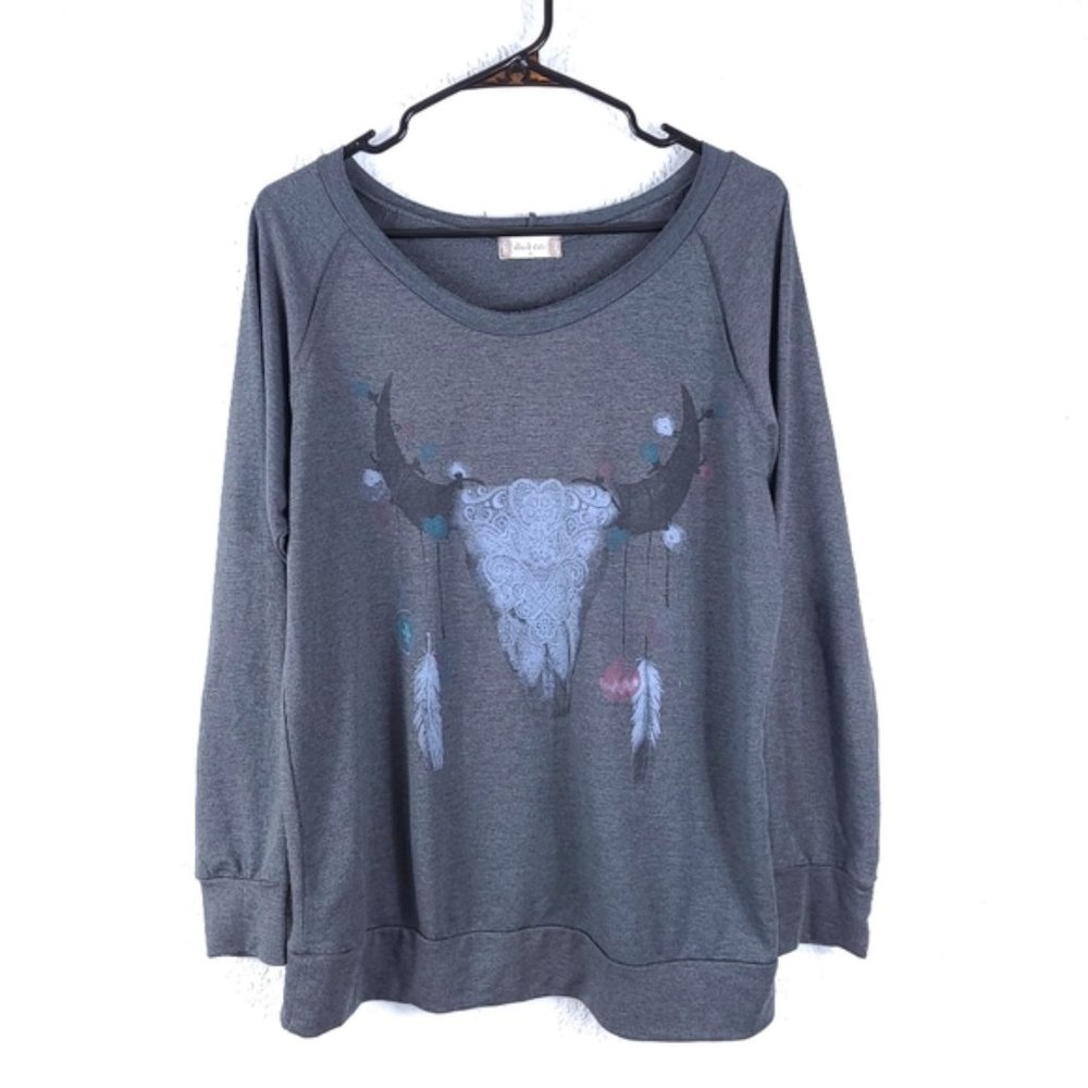 ALTAR'D STATE Bull Skull Graphic Long Sleeve Tee